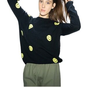 Black Smiley Face Sweater